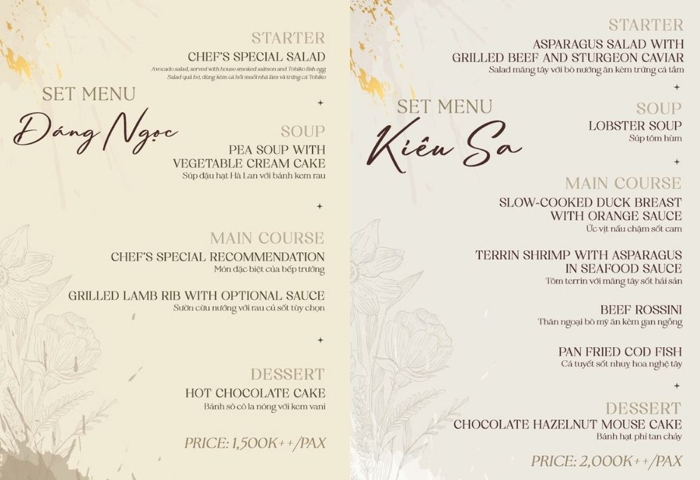 set menu