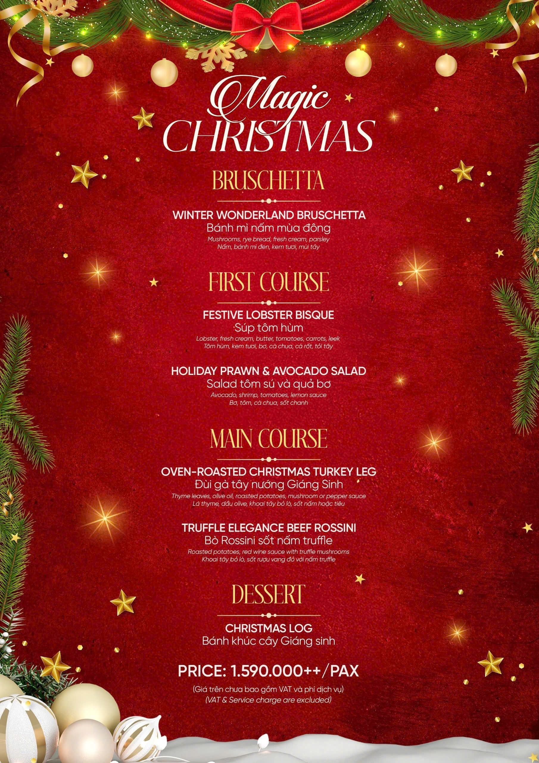 Set menu Magic Christmas